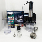 Багатофункціональний блендер 6в1 Rainberg RB-2293 1200 Вт кухонний подрібнювач ручний блендер міксер Black. Зображення №3