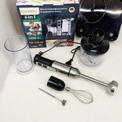 Багатофункціональний блендер 6в1 Rainberg RB-2293 1200 Вт кухонний подрібнювач ручний блендер міксер Black. Зображення №4