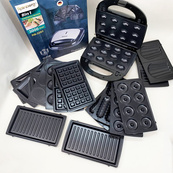 Електрична бутербродниця мультимейкер 8 в 1 Rainberg RB-2283 3000Вт із змінними насадками. Зображення №7