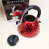 Чайник із нержавіючої сталі Edenberg EB-8833 зі свистком з індукційним дном 3л Red. Зображення №6