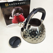 Чайник з нержавіючої сталі Edenberg EB-8833 зі свистком з індукційним дном 3л Silver. Зображення №2 Чайник з нержавіючої сталі Edenberg EB-8833 зі свистком з індукційним дном 3л Silver. Зображення №2