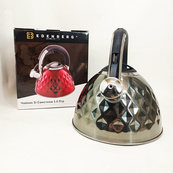 Чайник з нержавіючої сталі Edenberg EB-8833 зі свистком з індукційним дном 3л Silver. Зображення №4 Чайник з нержавіючої сталі Edenberg EB-8833 зі свистком з індукційним дном 3л Silver. Зображення №4