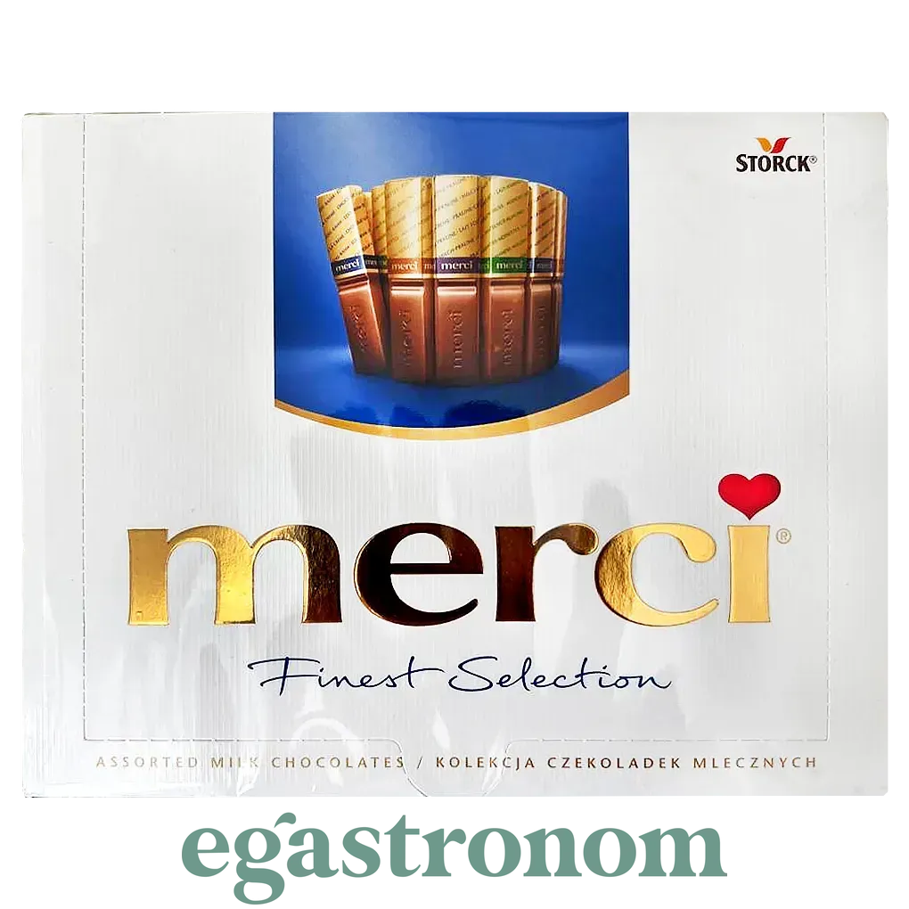 Цукерки асорті з молочного шоколаду Мерсі Merci 250g 10шт/ящ Цукерки асорті з молочного шоколаду Мерсі Merci 250g 10шт/ящ