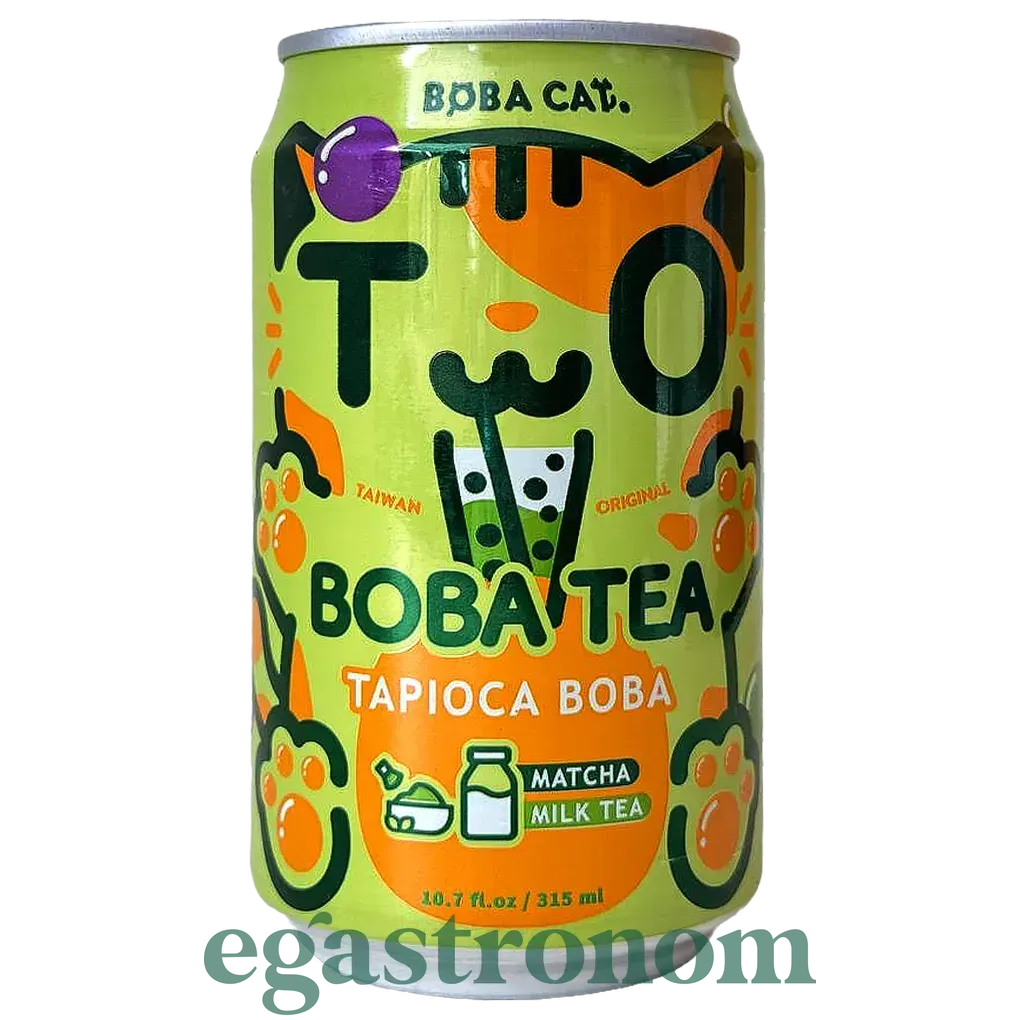 Напій газований чай бабл з матча та тапіокою Боба Кет Boba Cat ж/б 320ml 24шт/ящ Напій газований чай бабл з матча та тапіокою Боба Кет Boba Cat ж/б 320ml 24шт/ящ