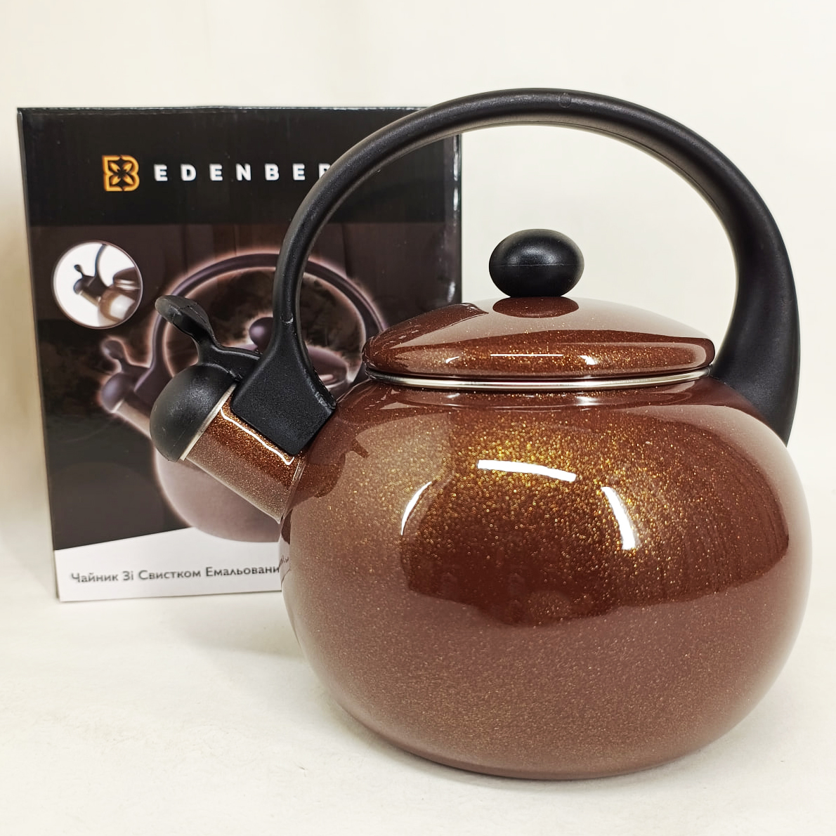Емальований чайник Edenberg EB-12609 2.2л зі свистком Brown Емальований чайник Edenberg EB-12609 2.2л зі свистком Brown