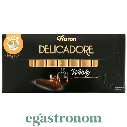 Шоколад Барон Делікадоре чорний з віскі Baron Delicadore whisky 200g 12шт/ящ Шоколад Барон Делікадоре чорний з віскі Baron Delicadore whisky 200g 12шт/ящ