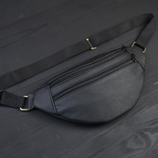 Бананка з натуральної шкіри, сумка чоловіча-жіноча барсетка чорна сумочка. Зображення №3 Бананка з натуральної шкіри, сумка чоловіча-жіноча барсетка чорна сумочка. Зображення №3