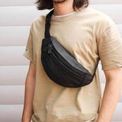 Бананка з натуральної шкіри, сумка чоловіча-жіноча барсетка чорна сумочка. Зображення №15 Бананка з натуральної шкіри, сумка чоловіча-жіноча барсетка чорна сумочка. Зображення №15