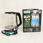Чайник электрический стеклянный электрочайник с LED подсветкой Rainberg RB-2262 2л 2200Вт. Изображение №2