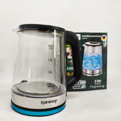 Чайник электрический стеклянный электрочайник с LED подсветкой Rainberg RB-2262 2л 2200Вт. Изображение №7