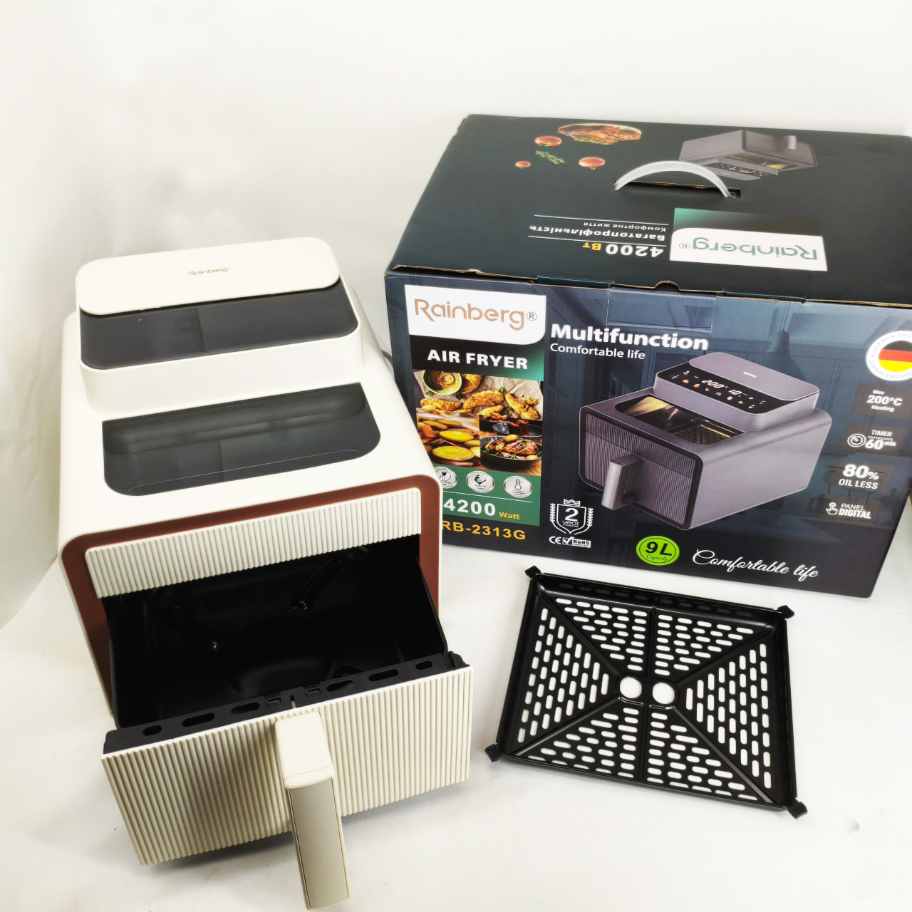 Аерофритниця Rainberg RB-2313 Потужний аерогриль 4200Вт Фрітюрниця безмасляна 9л Мультипіч Аерофритниця Rainberg RB-2313 Потужний аерогриль 4200Вт Фрітюрниця безмасляна 9л Мультипіч