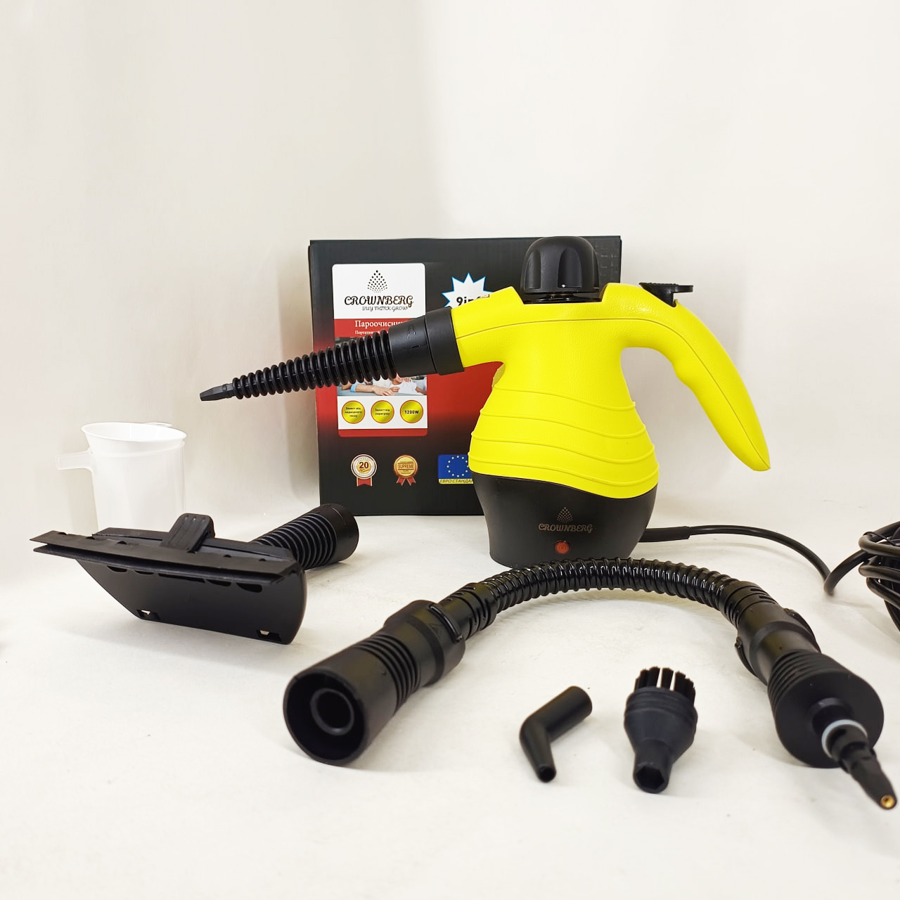 Ручний побутовий пароочисник високої температури та високого тиску Crownberg CB-3141 1200Вт Ручний побутовий пароочисник високої температури та високого тиску Crownberg CB-3141 1200Вт