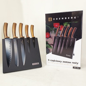 Набор ножей с магнитной подставкой Edenberg EB-964 керамическое покрытие 6 предметов. Изображение №4