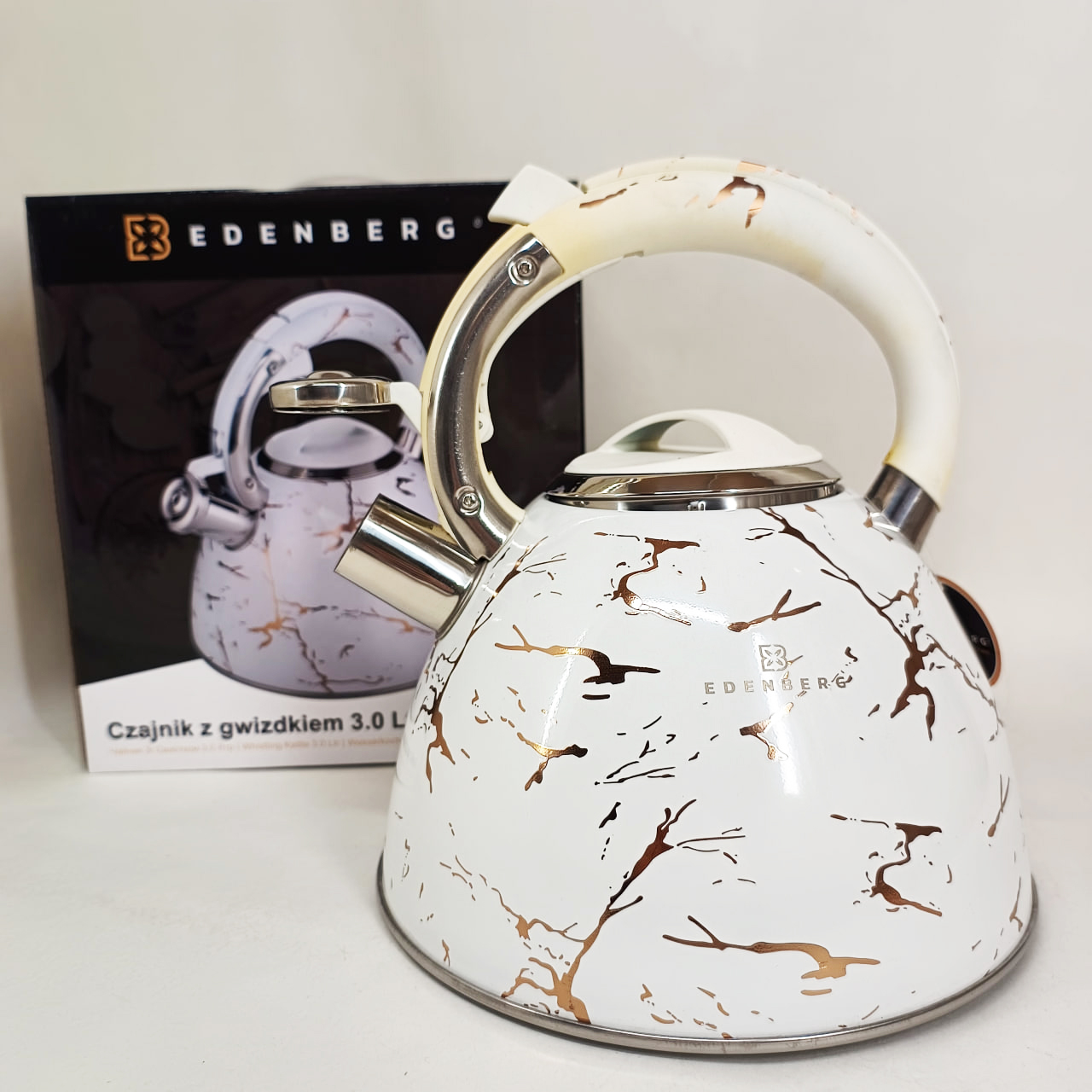 Чайник со свистком Edenberg EB-8864 с турбо индукционным дном 3л White Чайник со свистком Edenberg EB-8864 с турбо индукционным дном 3л White