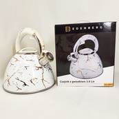Чайник со свистком Edenberg EB-8864 с турбо индукционным дном 3л White. Изображение №2 Чайник со свистком Edenberg EB-8864 с турбо индукционным дном 3л White. Изображение №2