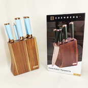 Набор кухонных ножей Edenberg EB-11029 с деревянной подставкой 7 предметов Blue. Изображение №7