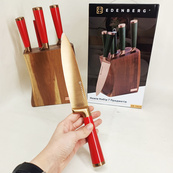 Набір кухонних ножів Edenberg EB-11029 з дерев'яною підставкою 7 предметів Red. Зображення №2