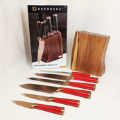 Набір кухонних ножів Edenberg EB-11029 з дерев'яною підставкою 7 предметів Red. Зображення №4