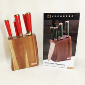 Набір кухонних ножів Edenberg EB-11029 з дерев'яною підставкою 7 предметів Red. Зображення №8
