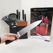 Набір кухонних ножів Edenberg EB-11098 із 12 предметів на стійці Black. Зображення №6 Набір кухонних ножів Edenberg EB-11098 із 12 предметів на стійці Black. Зображення №6