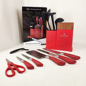 Набор кухонных ножей Edenberg EB-11098 из 12 предметов на стойке Red. Изображение №2