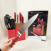 Набор кухонных ножей Edenberg EB-11098 из 12 предметов на стойке Red. Изображение №4