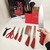 Набор кухонных ножей Edenberg EB-11098 из 12 предметов на стойке Red. Изображение №7