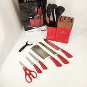 Набор кухонных ножей Edenberg EB-11098 из 12 предметов на стойке Red. Изображение №9