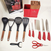 Набор кухонных ножей Edenberg EB-11098 из 12 предметов на стойке Red. Изображение №12