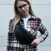 Сумка на пояс из эко-кожи. Сумка через плечо. Бананка мужская, женская Black. Изображение №3