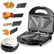 Мультипекар вафельниця бутербродниця сендвічниця гриль електрична 4 в 1 з формами Domotec MS-7704. Зображення №3