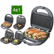 Мультипекар вафельниця бутербродниця сендвічниця гриль електрична 4 в 1 з формами Domotec MS-7704. Зображення №4