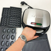 Мультипекар вафельниця бутербродниця сендвічниця гриль електрична 4 в 1 з формами Domotec MS-7704. Зображення №7