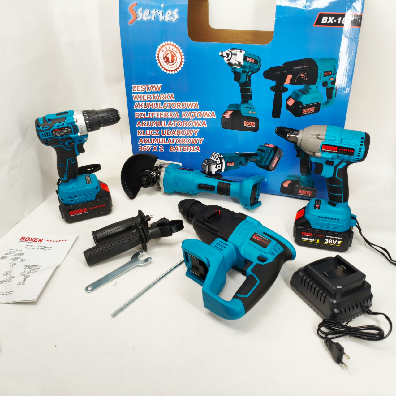 Набор гайковертов шуруповертов перфоратор 48 В Boxer BX-187G набор аккумуляторного инструмента Набор гайковертов шуруповертов перфоратор 48 В Boxer BX-187G набор аккумуляторного инструмента