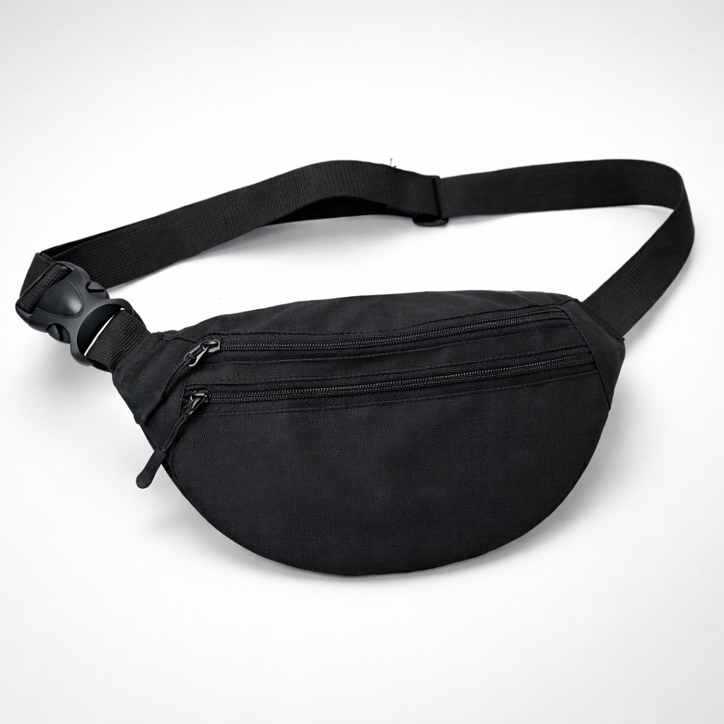 Мужская/женская бананка с Cordura 1000D, черная, 3 отделения, водоотталкивающая Мужская/женская бананка с Cordura 1000D, черная, 3 отделения, водоотталкивающая