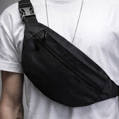 Мужская/женская бананка с Cordura 1000D, черная, 3 отделения, водоотталкивающая. Изображение №3 Мужская/женская бананка с Cordura 1000D, черная, 3 отделения, водоотталкивающая. Изображение №3