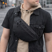 Мужская/женская бананка с Cordura 1000D, черная, 3 отделения, водоотталкивающая. Изображение №5 Мужская/женская бананка с Cordura 1000D, черная, 3 отделения, водоотталкивающая. Изображение №5