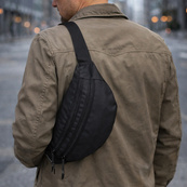 Мужская/женская бананка с Cordura 1000D, черная, 3 отделения, водоотталкивающая. Изображение №7 Мужская/женская бананка с Cordura 1000D, черная, 3 отделения, водоотталкивающая. Изображение №7