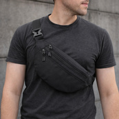 Мужская/женская бананка с Cordura 1000D, черная, 3 отделения, водоотталкивающая. Изображение №8 Мужская/женская бананка с Cordura 1000D, черная, 3 отделения, водоотталкивающая. Изображение №8