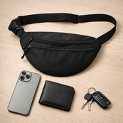 Мужская/женская бананка с Cordura 1000D, черная, 3 отделения, водоотталкивающая. Изображение №9 Мужская/женская бананка с Cordura 1000D, черная, 3 отделения, водоотталкивающая. Изображение №9