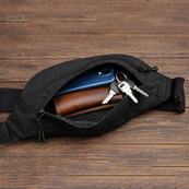 Мужская/женская бананка с Cordura 1000D, черная, 3 отделения, водоотталкивающая. Изображение №12 Мужская/женская бананка с Cordura 1000D, черная, 3 отделения, водоотталкивающая. Изображение №12