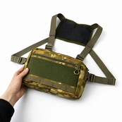 Тактична нагрудна сумка Multicam Cordura 1000D з MOLLE та патч-панеллю, 5 кишень, 30×20×8 см. Зображення №6 Тактична нагрудна сумка Multicam Cordura 1000D з MOLLE та патч-панеллю, 5 кишень, 30×20×8 см. Зображення №6