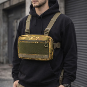 Тактична нагрудна сумка Multicam Cordura 1000D з MOLLE та патч-панеллю, 5 кишень, 30×20×8 см. Зображення №9 Тактична нагрудна сумка Multicam Cordura 1000D з MOLLE та патч-панеллю, 5 кишень, 30×20×8 см. Зображення №9