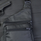 Чоловіча сумка з натуральної шкіри, тактична сумка - месенджер чорна, тактична сумка на груди. Зображення №5