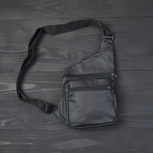 Чоловіча сумка з натуральної шкіри, тактична сумка - месенджер чорна, тактична сумка на груди. Зображення №7