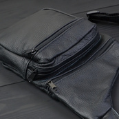 Чоловіча сумка з натуральної шкіри, тактична сумка - месенджер чорна, тактична сумка на груди. Зображення №11