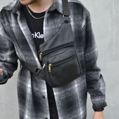 Чоловіча сумка з натуральної шкіри, тактична сумка - месенджер чорна, тактична сумка на груди. Зображення №24