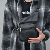 Чоловіча сумка з натуральної шкіри, тактична сумка - месенджер чорна, тактична сумка на груди. Зображення №27