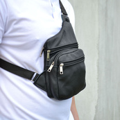 Чоловіча сумка з натуральної шкіри, тактична сумка - месенджер чорна, тактична сумка на груди. Зображення №30