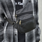 Чоловіча сумка з натуральної шкіри, тактична сумка - месенджер чорна, тактична сумка на груди. Зображення №32